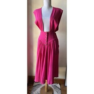 Carol Anderson by Invitation Pink Sleeveless Button Front Tie Dress Size 6 USA